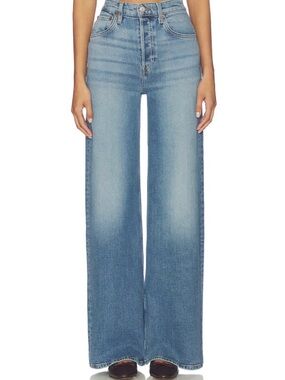 Re/Done High-Rise Wide Leg Jeans in Light Blue Denim